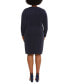 Фото #2 товара Plus Size Metallic Tweed Faux-Wrap Dress
