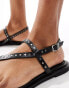 Stradivarius studded sandal in black