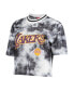Фото #3 товара Women's Black and White Los Angeles Lakers Hardwood Classics Tie-Dye Cropped T-shirt