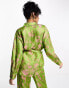 Фото #4 товара Y.A.S floral jacquard belted shirt co-ord in green and pink