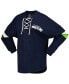 Women's College Navy Seattle Seahawks Spirit Jersey Lace-Up V-Neck Long Sleeve T-shirt