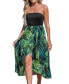 Фото #1 товара Women's Black & Tropical Leaf Colorblock Midi Tube Beach Dress