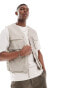 Hollister mesh lined nylon festival utility vest in beige