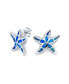 ფოტო #1 პროდუქტის Large Nautical Hawaiian Tropical Beach Vacation Blue Inlay Created Opal Starfish Stud Earrings For Women .925 Sterling Silver October Birthstone