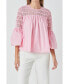 Фото #1 товара Women's Lace with Poplin Bell Sleeve Blouse