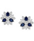 ფოტო #3 პროდუქტის Lab-Grown Sapphire (1-1/3 ct. t.w.) & Diamond (1/10 ct. t.w.) Flower Cluster Stud Earrings in Sterling Silver