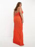 Фото #7 товара ASOS DESIGN Curve plunge halter cowl back plisse maxi dress in orange