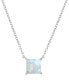 Фото #1 товара Macy's lab-Grown Opal Square Cut Solitaire 18" Pendant Necklace (5/8 ct. t.w.)