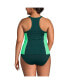 Фото #2 товара Plus Size Chlorine Resistant High Neck Zip Front Racerback Tankini Swimsuit Top