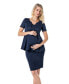 Maternity Knee Length Pencil Skirt with Stretch Bump Panel in Italian Suiting Fabric