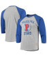 ფოტო #1 პროდუქტის Men's Heather Gray, Royal Philadelphia Stars Negro League Wordmark Raglan 3/4 Sleeve T-shirt