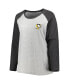 Фото #3 товара Women's Sidney Crosby Heather Gray, Heather Charcoal Pittsburgh Penguins Plus Size Name and Number Raglan Long Sleeve T-shirt