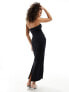 4th & Reckless tailored bandeau maxi dress in navy pinstripe