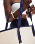 Фото #3 товара ASOS DESIGN canvas tote bag with contrast detail in navy blue