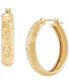 ფოტო #3 პროდუქტის Textured & Polished Small Hoop Earrings in 14k Gold, 20mm