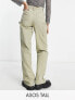 Фото #1 товара ASOS DESIGN Tall minimal cargo trouser in khaki with contrast stitching