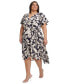 Фото #3 товара Plus Size Flutter-Sleeve High-Low Midi Dress