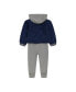 ფოტო #2 პროდუქტის Infant Boys 3 Piece Outfit Set with Quilted Puffer Jacket with Hood, Long Sleeve Graphic Top, and Jogger Pants