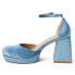 COCONUTS by Matisse Misha Square Toe Ankle Strap Pumps Womens Blue Dress Casual