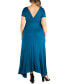 ფოტო #2 პროდუქტის Plus Size Empire Waist V-neck Maxi Dress