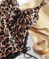 Фото #4 товара Women's Lace-Up Cheetah Print Swimsuit, Created for Macy's