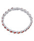 ფოტო #3 პროდუქტის Red Clear 20 CT Cubic Zirconia CZ Tennis Bracelet Heart Shape For Women Rhodium 7.5 Inch