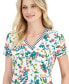 Women's Floral-Print Short-Sleeve V-Neck Top