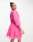 Фото #2 товара Collective the Label ruched waist balloon sleeve mini dress in vibrant pink