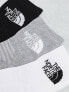 The North Face Simple Dome 3 pack logo ankle socks in white grey and black