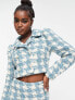 Miss Selfridge double breasted dogtooth cropped jacket co-ord in blue