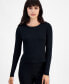 ფოტო #1 პროდუქტის Women's Long-Sleeve Crewneck Jersey Top, Created for Macy's