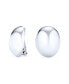 Фото #1 товара Simple Basic Button Style Half Oval Shape Dome Clip On Earrings For Women Non Pierced Ears Sterling Silver Alloy Clip