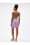 Фото #7 товара Mini Elbise Ince Askılı Pencere Detaylı Dokulu