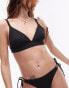 Topshop mix and match rib double strap triangle bikini top in black