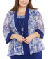 Фото #7 товара Plus Size Floral-Print Jacket and Contrast-Trim Sleeveless Dress