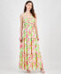 Фото #4 товара Juniors' Floral Print Sleeveless Tiered Maxi Dress