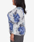 Plus Size Worth Avenue Women's Watercolor Floral Shimmer Crew Neck Sweater