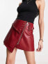 Фото #1 товара ASOS DESIGN faux leather mini skirt with stud details in red