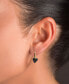 ფოტო #2 პროდუქტის Black Spinel Heart Dangle Hoop Earrings (3/4 ct. t.w.) in 14k Gold-Plated Sterling Silver