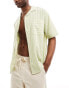 Pull&Bear stripe revere neck shirt in green grün, XS - фото #1