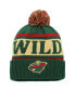 Фото #1 товара Men's Green, Gold Minnesota Wild Pillow Line Cuffed Knit Hat with Pom