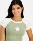 ფოტო #2 პროდუქტის Juniors' Colorblocked Raglan-Sleeve Tee