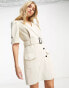 Фото #4 товара Morgan wrap detail blazer dress with buckle detail in cream