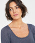 Фото #3 товара Women's Scoop-Neck Metallic-Knit Long-Sleeve Top, Created for Macy's