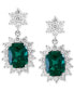 ფოტო #3 პროდუქტის EFFY® Lab Grown Emerald (3-3/8 ct. t.w.) & Lab Grown Diamond (1-7/8 ct. t.w.) Halo Drop Earrings in 14k White Gold