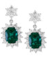 Фото #3 товара EFFY® Lab Grown Emerald (3-3/8 ct. t.w.) & Lab Grown Diamond (1-7/8 ct. t.w.) Halo Drop Earrings in 14k White Gold