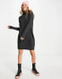 Фото #2 товара Vero Moda roll neck jumper dress in black melange