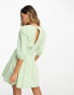 Фото #2 товара ASOS DESIGN cotton drop waist mini dress with D-ring in sage green