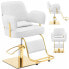 Фото #1 товара Fotel fryzjerski barberski kosmetyczny z podnóżkiem Physa OSSETT - biały ze złotem