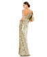 Фото #2 товара Women's Women's Embellished Bell Sleeve One Shoulder Neck Trumpet Gown